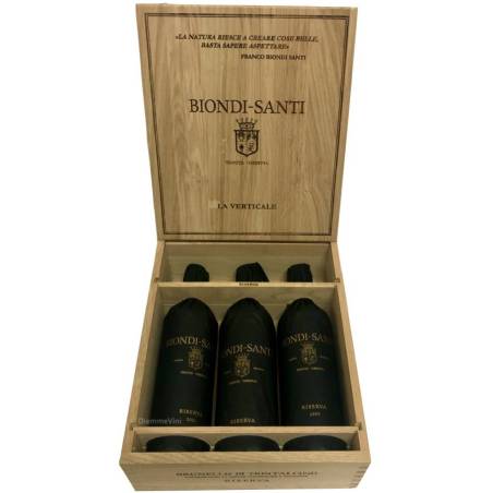 Verticale Brunello di Montalcino DOCG Riserva 2013-2012-2008 Biondi Santi 3 bottiglie in cassetta legno