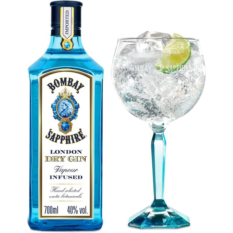 London Dry Gin Bombay Sapphire con 1 Bicchiere Omaggio