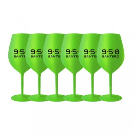 6 Bicchieri Santero 958 verde a forma di calice