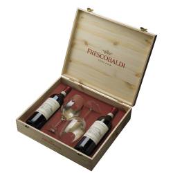 2 bottiglie di Chianti Classico DOCG Castiglioni 2017 + 2 bicchieri in Cassetta di Legno Frescobaldi