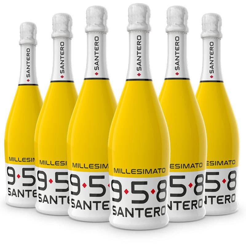 6 Bottiglie di Santero 958 Spumante Pop Art extra dry big logo