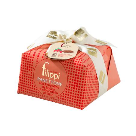 Panettone Fragoline di Bosco e Cioccolato al Latte 1000g Pasticceria Filippi Panettone Fragoline di Bosco e Cioccolato al Latte 1000g Pasticceria Filippi