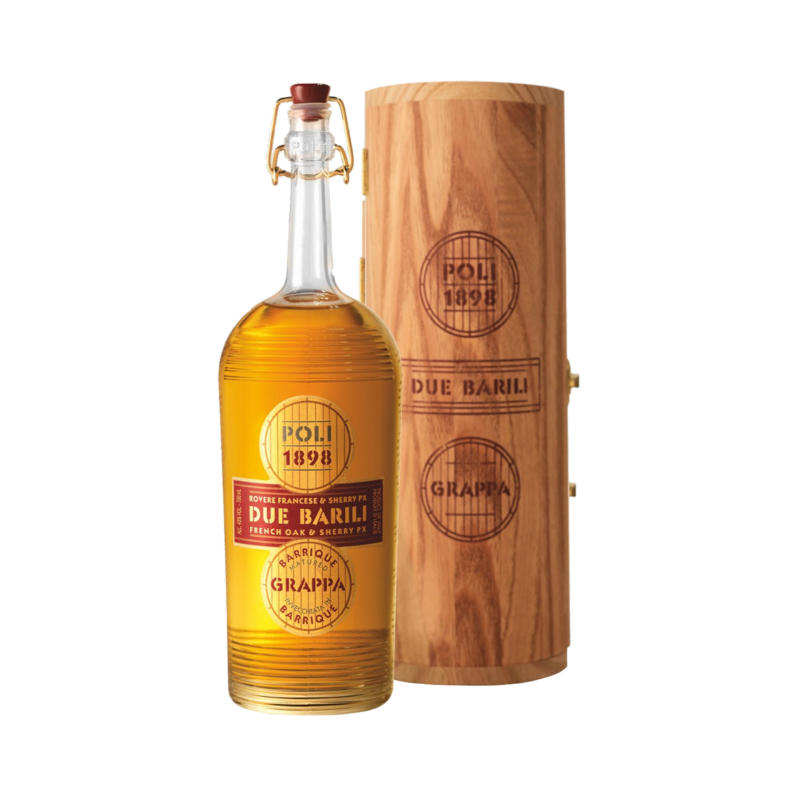 Grappa Due Barili Distillerie Poli con astuccio in legno